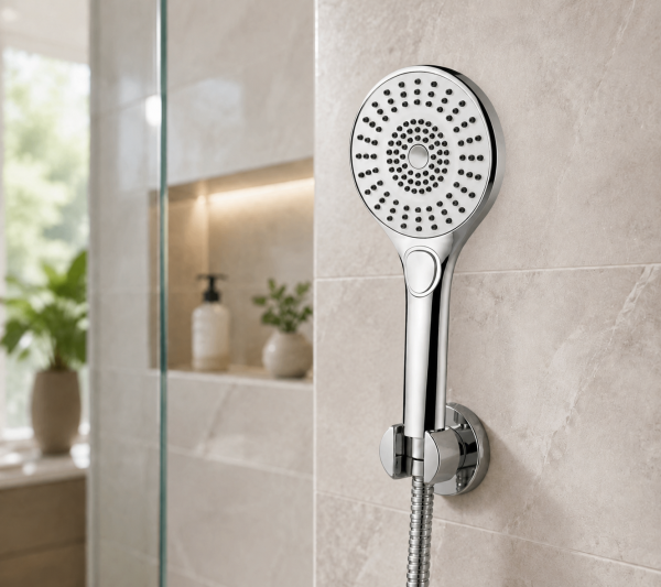 4006-00-4 Shower handle with button, 3 functions, chrome-white, Prosan