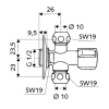 SCHELL Eckventil COMFORT mit zwei Abgängen 1/2" x 2x3/8", 049910699