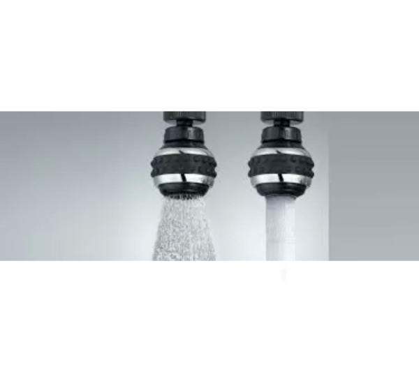 02 0469 98-2 BUBBLE-STREAM® Varčna kuhinjska prha, z vrtljivim priključkom, črno / kromirano – M22X1 / M24X1