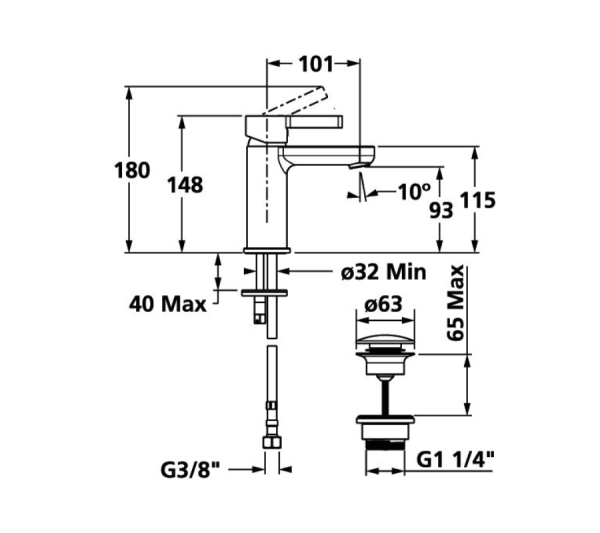 Basin mixer Fit black, KWC