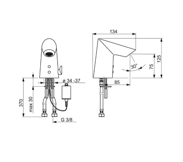 65412210-teh Berührungslose Waschtischarmatur Hansa Fit 6V, Mischbatterie 6541 2210