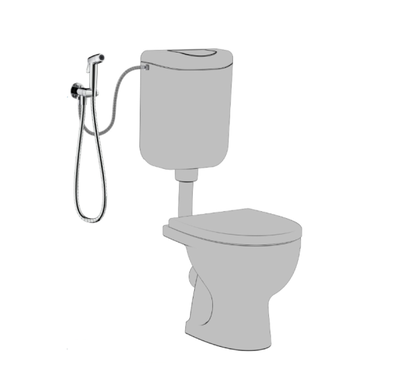6058-00-primer Shattaf set za wc, bide in umivalnik z dodatnim servisnim ventilom